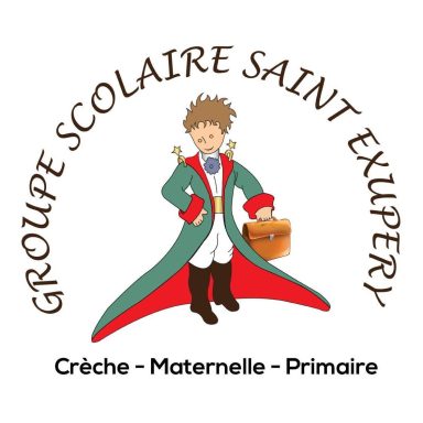 Logo du Groupe Scolaire Saint Exupéry avec un personnage en costume.