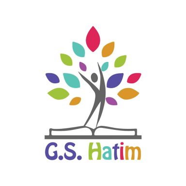 Logo de G.S. Hatim avec un arbre coloré et une silhouette humaine sur un livre ouvert.